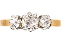 Late 19th Century 18ct Gold, Old Mine Cut Three Stone Diamond Ring