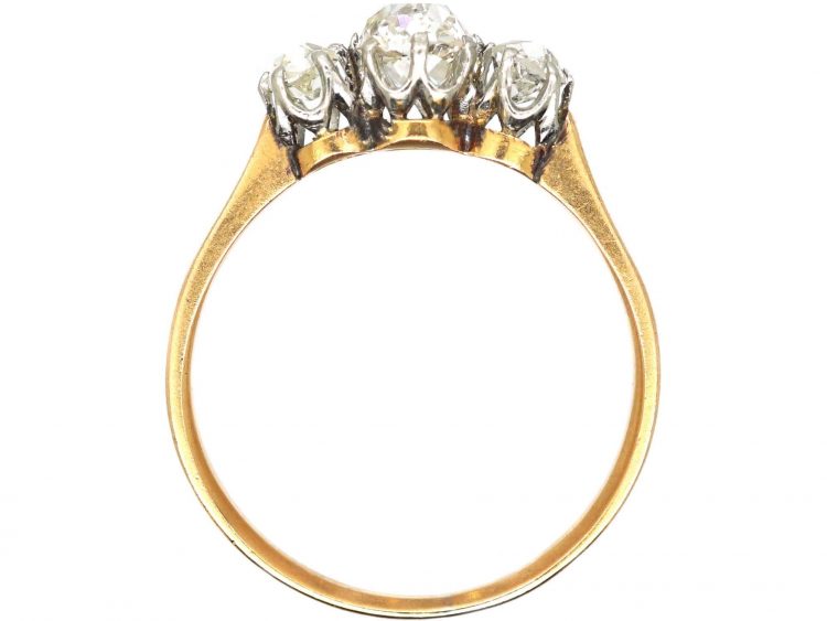 Late 19th Century 18ct Gold, Old Mine Cut Three Stone Diamond Ring