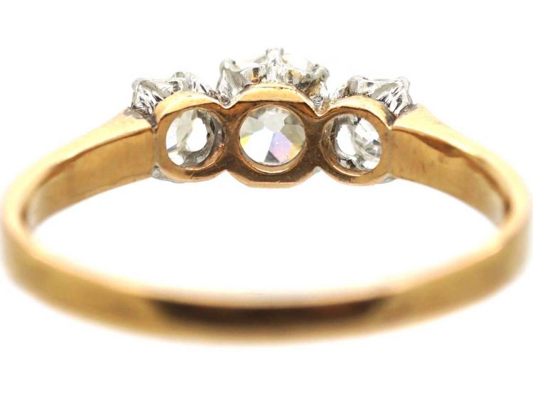Late 19th Century 18ct Gold, Old Mine Cut Three Stone Diamond Ring