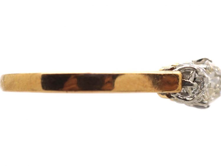 Late 19th Century 18ct Gold, Old Mine Cut Three Stone Diamond Ring