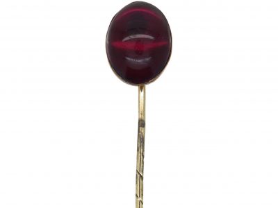 Victorian Gilt Metal & Claret Coloured Paste Tie Pin