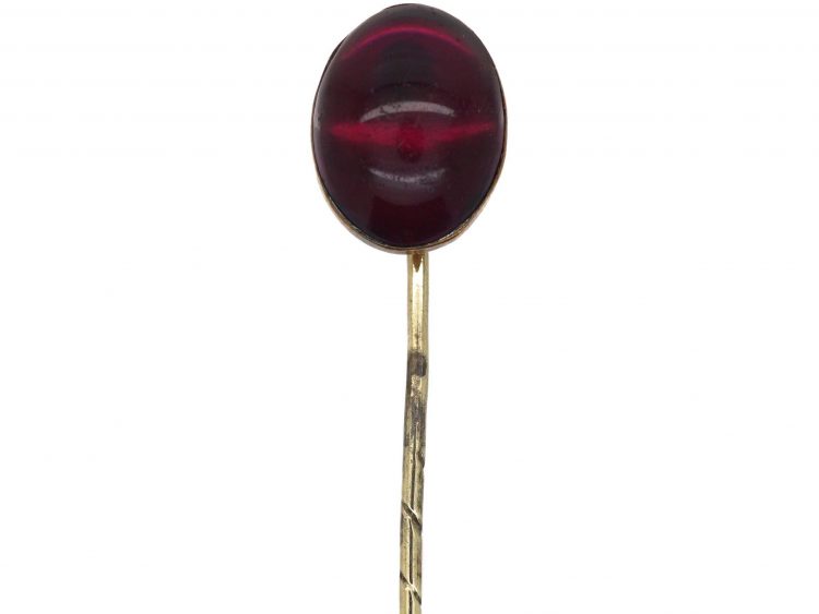 Victorian Gilt Metal & Claret Coloured Paste Tie Pin