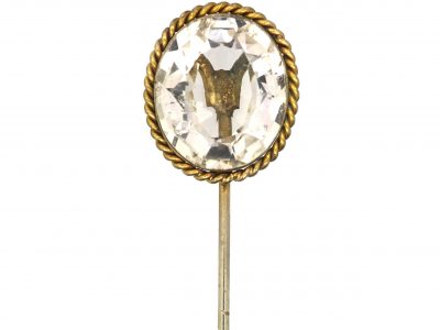Victorian Silver Gilt & Rock Crystal Tie Pin