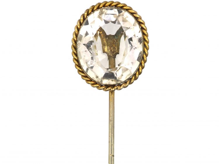 Victorian Silver Gilt & Rock Crystal Tie Pin