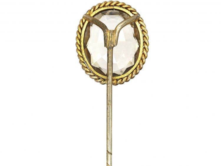 Victorian Silver Gilt & Rock Crystal Tie Pin