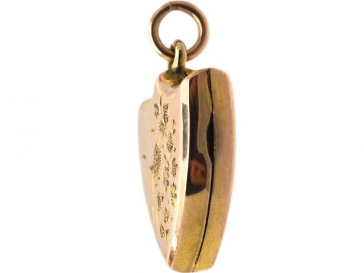 Edwardian 9ct Back & Front Shield Shaped Locket with Swallow Motif