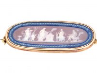Georgian 15ct Gold Two Colour Wedgwood Jasper Ware Brooch of a Neo-Classical Scene