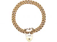 Edwardian 15ct Gold Curb Bracelet with Padlock