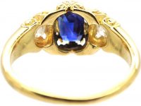 Victorian 18ct Gold, Sapphire & Diamond Three Stone Ring