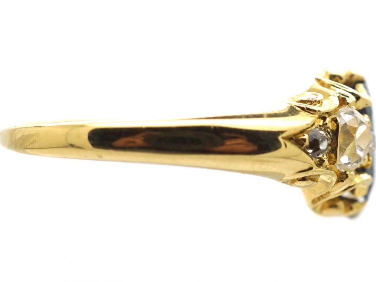 Victorian 18ct Gold, Sapphire & Diamond Three Stone Ring