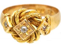Edwardian 18ct Gold Lover's Knot Ring set with Diamonds