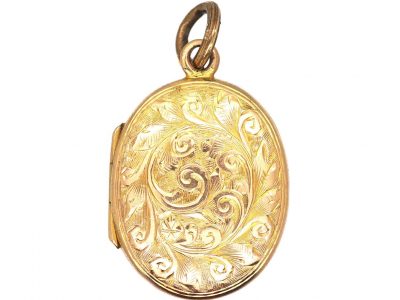 Victorian 9ct Back & Front Oval Locket with Engraved Detail