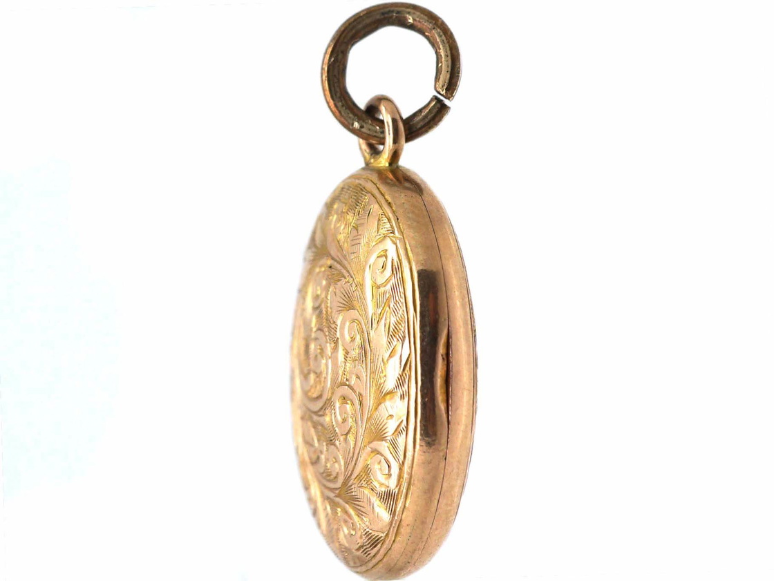 Edwardian 9ct Gold Back & Front Round Locket with Swallow Motif (143U ...