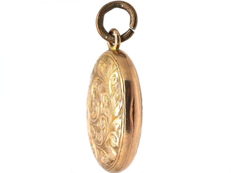 Victorian 9ct Back & Front Oval Locket with Engraved Detail