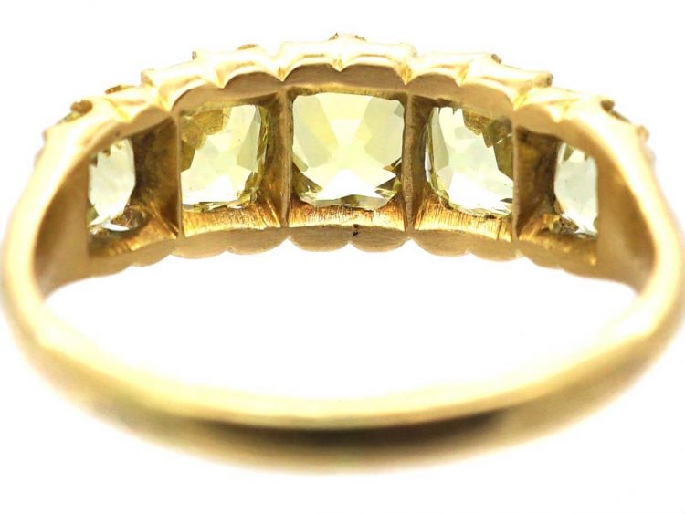 Victorian 18ct Gold & Chrysolite Five Stone Ring