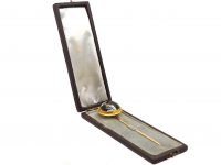Victorian 18ct Gold Tie Pin with Reverse Intaglio Rock Crystal of a King Charles Spaniel
