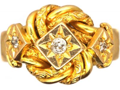 Edwardian 18ct Gold Lover’s Knot Ring set with Diamonds