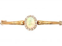 Edwardian 15ct Gold, Opal and Diamond Bangle