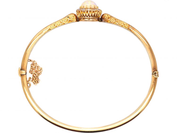 Edwardian 15ct Gold, Opal and Diamond Bangle