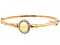 Edwardian 15ct Gold, Opal and Diamond Bangle