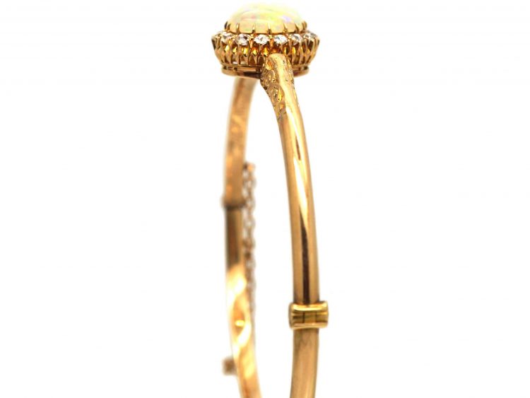 Edwardian 15ct Gold, Opal and Diamond Bangle