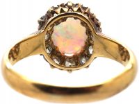 Edwardian 18ct Gold, Opal & Diamond Cluster Ring