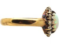Edwardian 18ct Gold, Opal & Diamond Cluster Ring