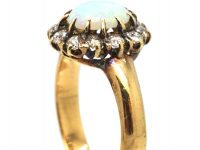 Edwardian 18ct Gold, Opal & Diamond Cluster Ring