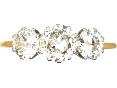 Edwardian 18ct Yellow Gold Three Stone Diamond Ring