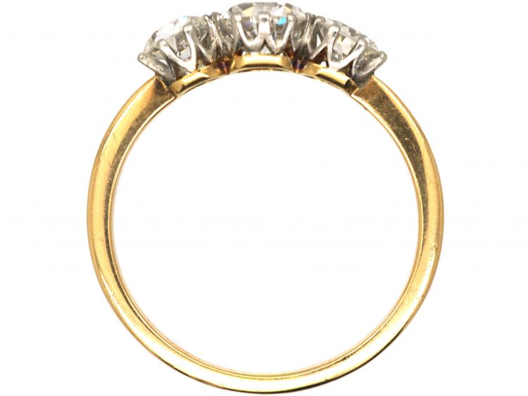 Edwardian 18ct Yellow Gold Three Stone Diamond Ring