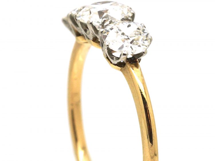Edwardian 18ct Yellow Gold Three Stone Diamond Ring