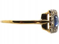 Art Deco 18ct & Platinum, Three Stone French Cut Sapphire & Diamond Ring