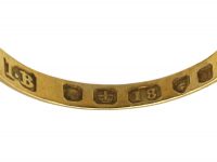 Victorian 18ct Gold & Black Enamel Ring with a Diamond Set Forget Me Not Flower