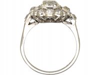 French Art Deco Platinum & Diamond Cluster Ring with a Large Centre Diamond