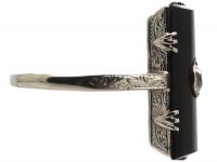 Art Deco 18ct White Gold, Onyx & diamond Rectangular Shaped Ring