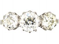 Early 20th Century 18ct White Gold & Platinum, Three Stone Old European Cut Diamond Ring