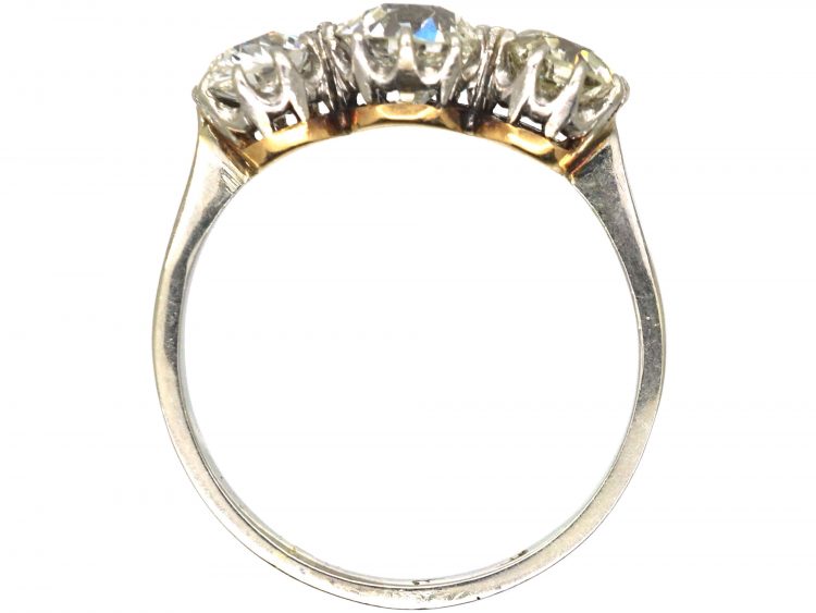 Early 20th Century 18ct White Gold & Platinum, Three Stone Old European Cut Diamond Ring