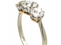 Early 20th Century 18ct White Gold & Platinum, Three Stone Old European Cut Diamond Ring
