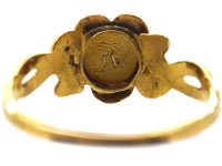 Early 19th Century 15ct Gold & Turquoise Forget Me Not Flower Ring with a Ruby in the Centre