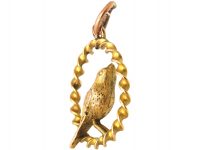 Edwardian Small 9ct Gold Pendant of a Bird Within a Circle