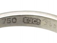 18ct White Gold Square Cut Aquamarine & Diamond Baguette Ring