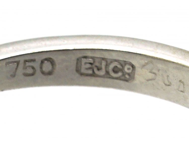 18ct White Gold Square Cut Aquamarine & Diamond Baguette Ring