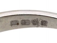 18ct White Gold Square Cut Aquamarine & Diamond Baguette Ring