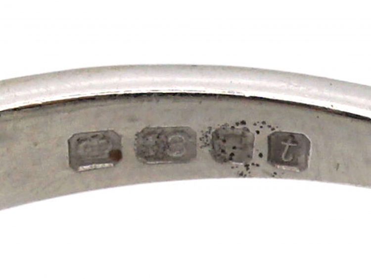 18ct White Gold Square Cut Aquamarine & Diamond Baguette Ring