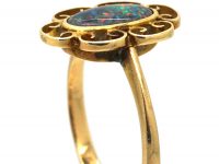 Arts & Crafts 9ct Gold & Black Opal Ring