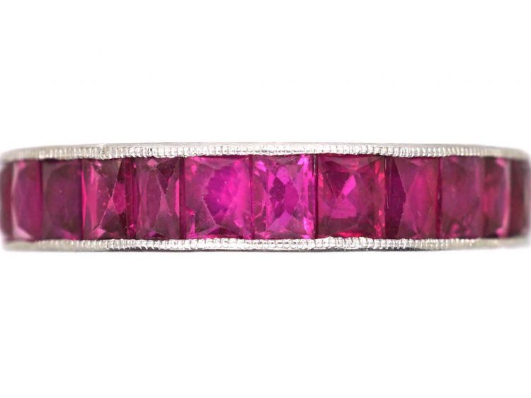 Art Deco Platinum & French Cut Ruby Eternity Ring