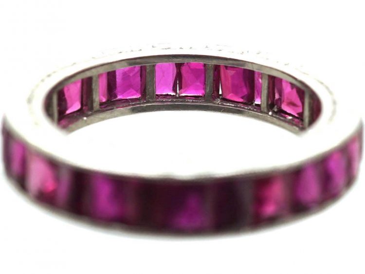 Art Deco Platinum & French Cut Ruby Eternity Ring