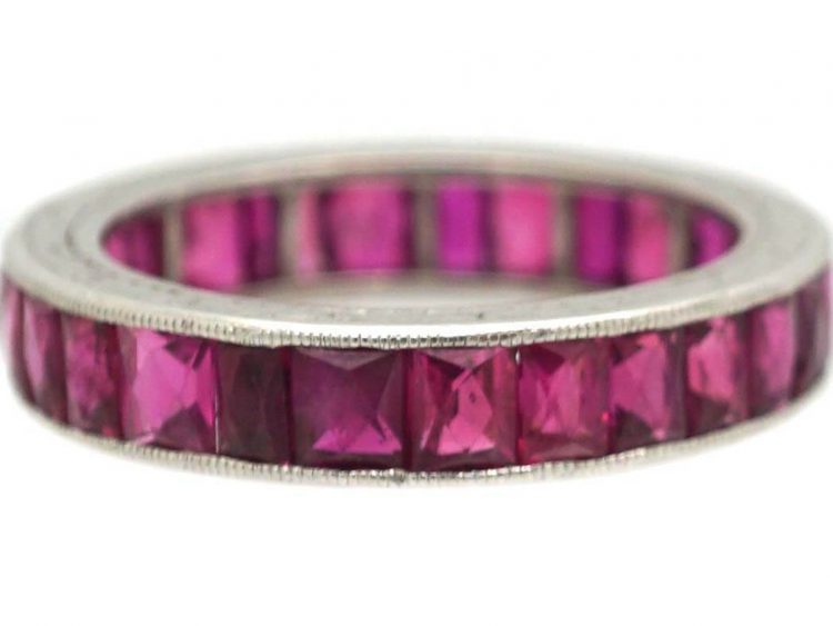 Art Deco Platinum & French Cut Ruby Eternity Ring