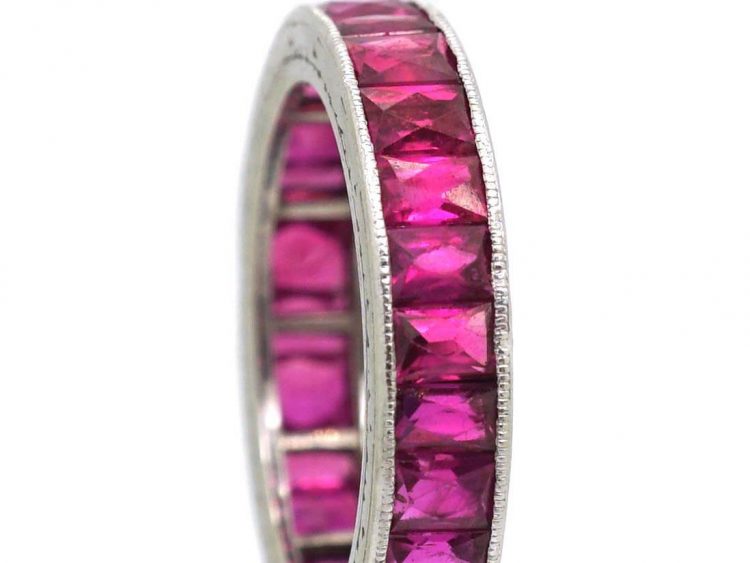 Art Deco Platinum & French Cut Ruby Eternity Ring