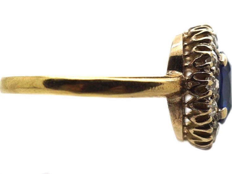 Edwardian 18ct Gold, Sapphire & Diamond Cluster Ring